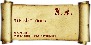Mikló Anna névjegykártya