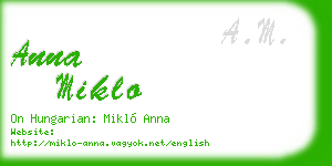 anna miklo business card